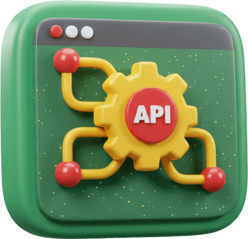 Modern 3D API integration and data flow icon in browser interface png