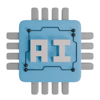 A blue and gray computer chip with the word ai png