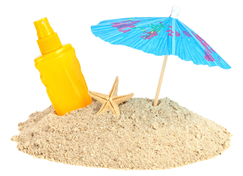 beach sand and sun cream isolated png
