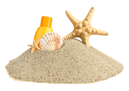 beach sand with summer objects isolated png