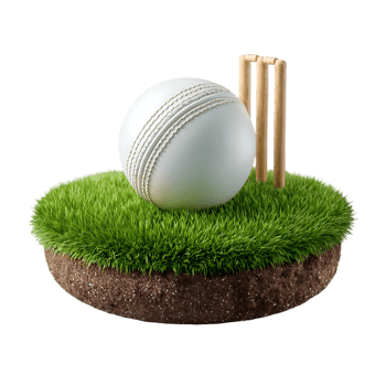 Cricket ball on grass wicket a miniature game setting png