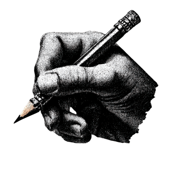 Hand Holding Pencil In Vintage Engraving Illustration Isolated On Transparent Background png