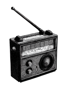 Vintage Radio With Antenna. Retro Engraving Illustration Isolated On Transparent Background png