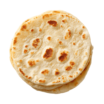 Delicious golden brown flatbreads stacked high ready to eat png