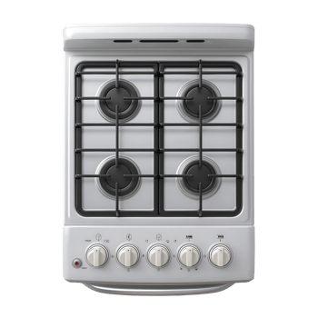 White four burner gas stove top view kitchen appliance cooking food png