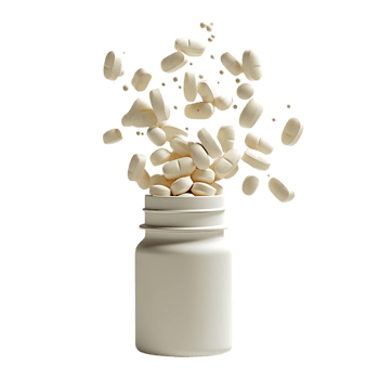 White pills spilling from a bottle png