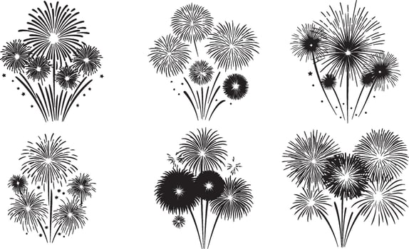 Fireworks Solid Black Silhouette Collection vector