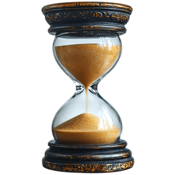 Elegant hourglass sand flowing time measurement antique design png