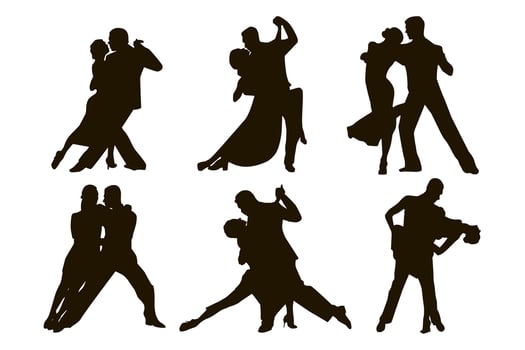 Set male and female dancing tango vector