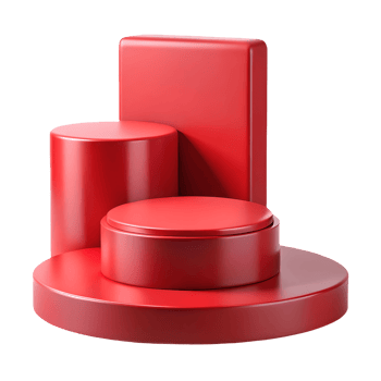 Red Product Display Podium Minimalist Presentation Stage for Showcase, 3D Rendering Transparent Background png
