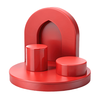 Red 3D Podium Stage Product Showcase Platform, Minimalist Display for Presentation, Abstract Backdrop Transparent Background png