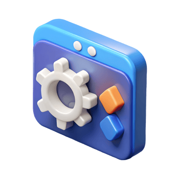 3D Settings Icon Gear, Cubes, and Vibrant Blue Colors, Software Configuration, Options, Customization, Isometric Render Transparent Background png