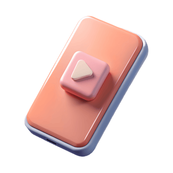 3D Rendered Smartphone with Play Button Pink and Blue Tech Illustration for Digital Media Transparent Background png