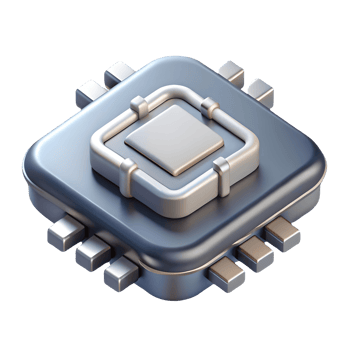 3D Rendered CPU Chip Illustration High Tech Microprocessor Icon with Silver Accents on Transparent Background png