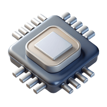 3D Rendered Microchip Illustration, Electronic Component, Clean Design, Silver and Gray, Technology Innovation Transparent Background png