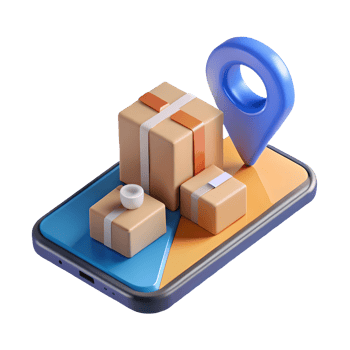 3D Cartoon Delivery Tracking Packages on Smartphone with Location Pin, Online Order Fulfillment Concept Transparent Background png