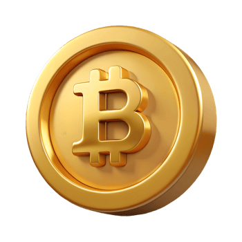 Gold Bitcoin Coin Digital Currency Cryptocurrency Investment Finance Tech Golden Round Token Isolated on Shiny Virtual Money Illustration Transparent Background png