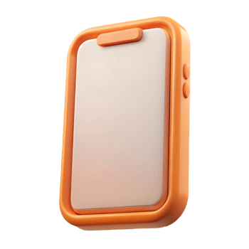 Orange 3D Phone Mockup with Blank Screen for App and UI Design Showcase, Isolated on White Transparent Background png