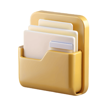 Yellow Office Folder Organizer with Documents, Modern File Management Solution, 3D Rendered Illustration, Organized Workspace Transparent Background png