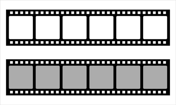Blank and Grayscale Film Strip Set.Vintage Movie Frames Illustration on White Background vector