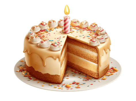 Celebrate a birthday with a creamy cake and colorful sprinkles png