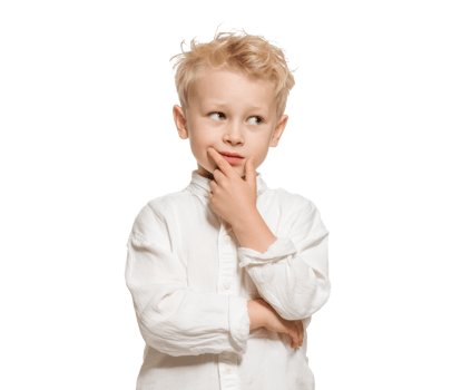 Young boy displaying thoughtful expression in casual clothing png