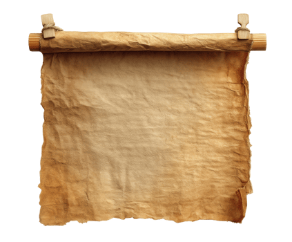 Blank ancient scroll with wood rollers for writing or art png