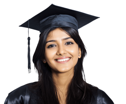 Graduation celebration for young woman wearing cap and gown png