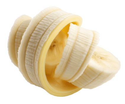 Fresh banana slices arranged creatively for culinary use png
