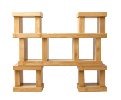 Modern bamboo shelf design for contemporary interior decor png