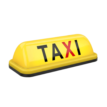 3d taxi topper sign, glowing yellow rooftop light, urban transportation icon png