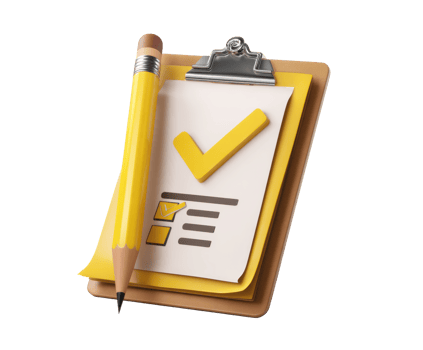 Checklist with pencil and clipboard to mark tasks completed png