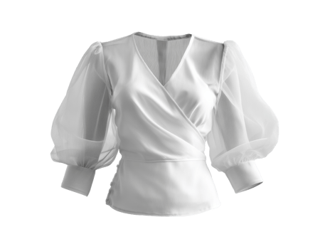 Elegant white puff sleeve top for casual and formal occasions png