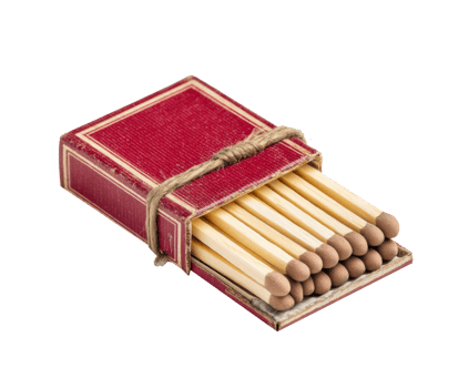 Matches in a vintage box tied with twine for home use png