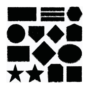 Grunge Textured Shapes Black Brush Stroke Frames and Borders Set vector