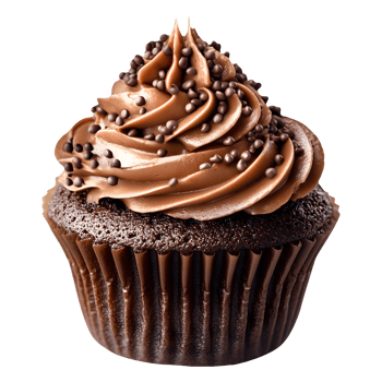 Delicious Chocolate Cupcake with Swirled Frosting and Sprinkles Sweet Treat Dessert png