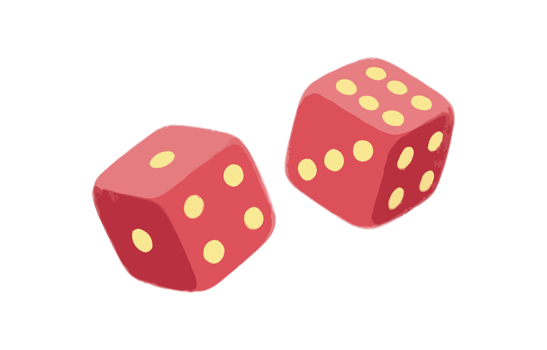 Two Red Dice Rolling on Transparent Background png