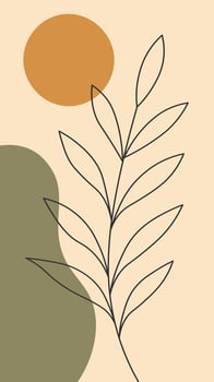 Boho abstract botanical art. Minimalist plant line drawing. Modern nature wall decor vector