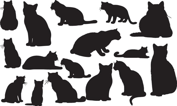 Pampas Cat Silhouettes collection vector