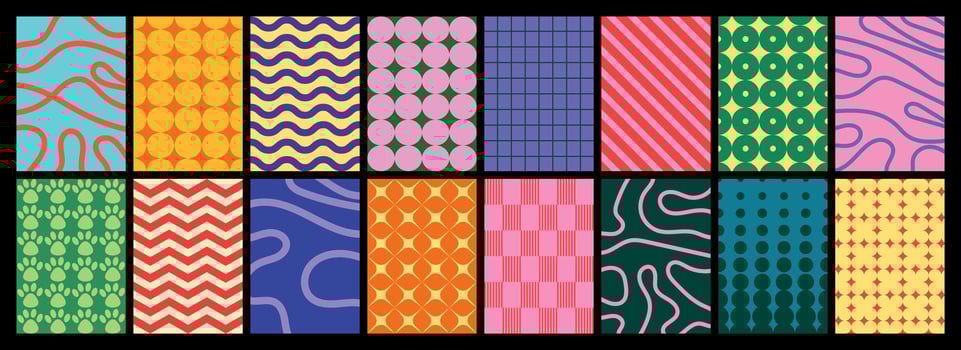 Collection of textured backgrounds with simple and fun repeating patterns vector