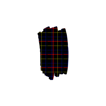 Abstract brush stroke shape filled with a vibrant tartan pattern png
