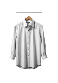 White shirt on a hanger isolated, crisp cotton button-up against transparent background png