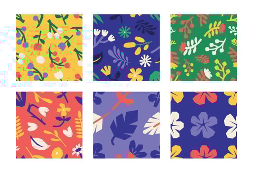 Set of colorful floral seamless pattern vector