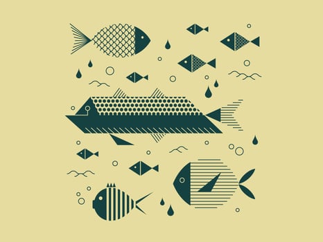 Set of geometric fish vector
