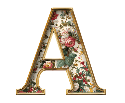 Floral decorative letter A for personalized design projects png