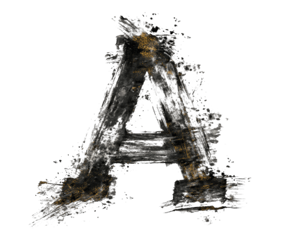 Black and gold abstract art of the letter A png