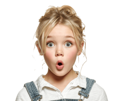 Excited child with surprised expression and bright eyes png