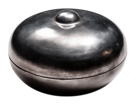 Decorative silver tin container for storage or display png