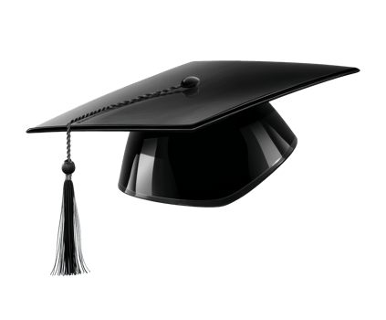 Black graduation cap for academic milestones png