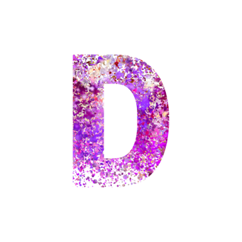 Uppercase letter D filled with colorful paint splatter effect png